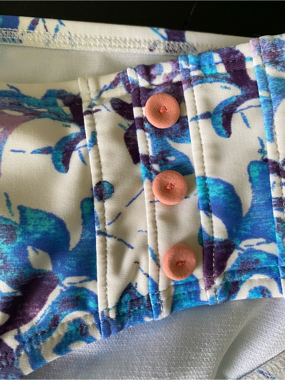 Woman’s Roxy Bottom ~ pastel blue and purple swirl tank with coral logo